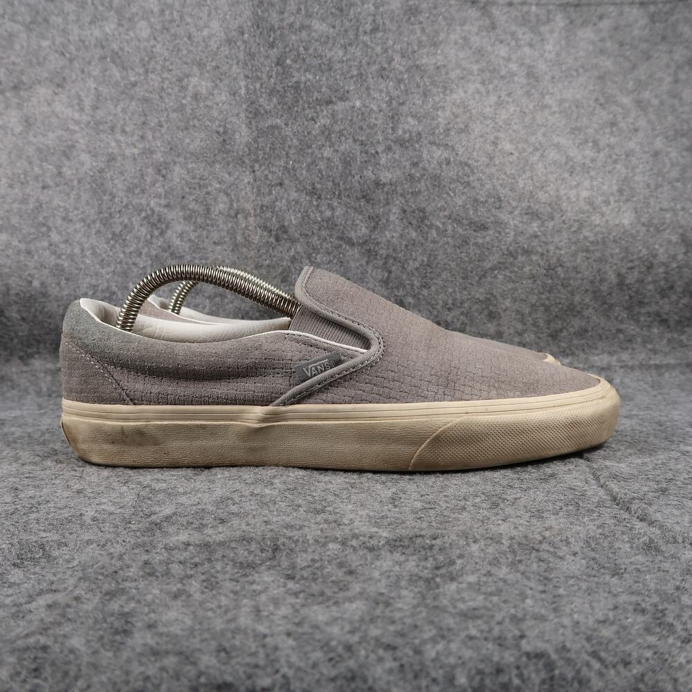 Vans Shoes Womens 9.5 Sneakers Classic Slip On Leather Skate Casual Grey Flats
